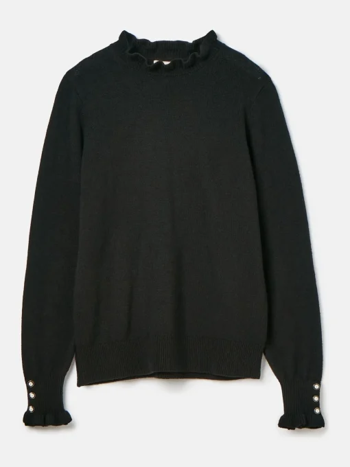 Edith Black Frill Neck Jumper