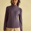 Elizabeth Blue Floral High Neck Jersey Top