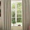 Floral Foulard Set of 2 Green & Cream Blackout Pencil Pleat Curtains