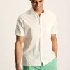 Linen Blend White Plain Short Sleeve Shirt