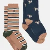 Men's Kingsbury Navy/Camel 2 Pack Socks (size 7-12)