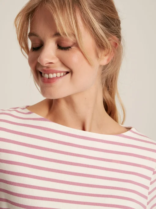 New Harbour Cream & Pink Striped Boat Neck Breton Top