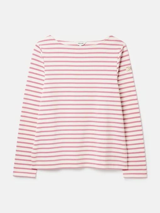 New Harbour Cream & Pink Striped Boat Neck Breton Top