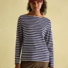 New Harbour Navy & White Striped Boat Neck Breton Top