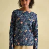 New Harbour Navy floral Boat Neck Breton Top