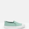 Peasy Green Slip On Plimsolls
