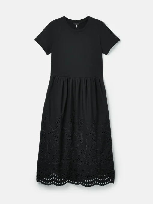 Reid Black Broderie 100% Cotton Dress