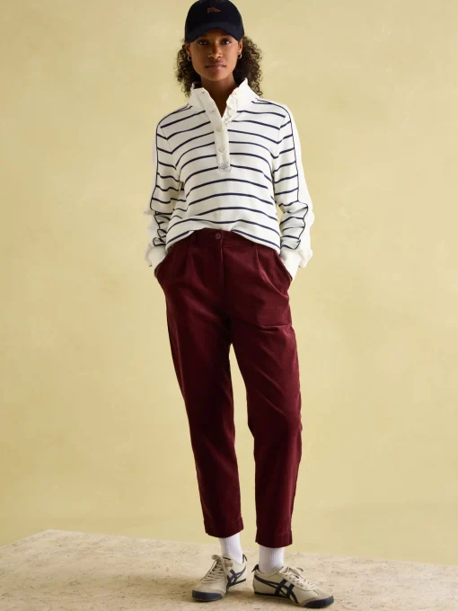 Southwold Navy Button Down Striped Sweatshirt