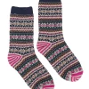 Women's Lucille Navy Fairisle Pattern Socks